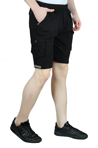 Image of Men Cotton Regular Fit Solid Short | 2 Zipper Pocket | 3 Button Pockets | Versatile Half Pants for Everyday -