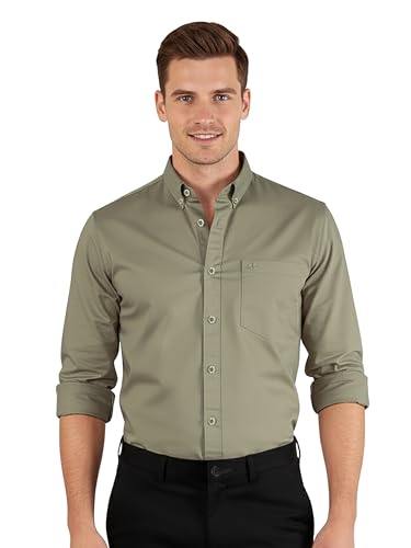 Image of Beyoung Oxford Cotton Shirt for Men | Premium Oxford Fabric | Regular Fit | Button-Down Collar