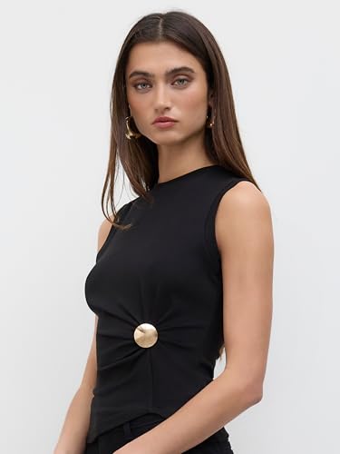 CIDER Tank Tops for Women Crew Neck Sleeveless Twist Front Solid Trendy Basic Casual Summer Top Knit Fabric4