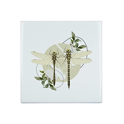 Fabulous Piastrella Ceramica Decorativa 20 x 20 cm - Libellule Amanti Minimalista Biologia Illustrazione Antica