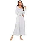 Ekouaer Sleepwear Women's Nightshirt Casual Loungewear Long Sleeve Long Nightgown S-XXL