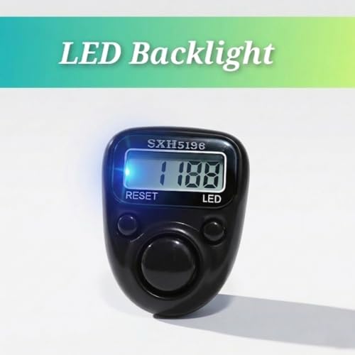 Image of Digital Hand Tally Counter, LED Display, Ring Design, Reset Button(Pack of 1) (Black)