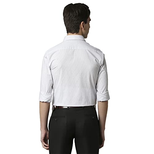 Image of Park Avenue Men's Pure Cotton Stripe Pattern Slim Fit Semi Cutaway Collar Full Sleeve Formal Shirt