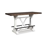 Signature Design by Ashley Valebeck Rustic Farmhouse 36' Counter Height Dining Table, Brown & White