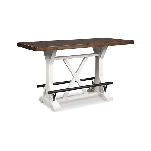 Signature Design by Ashley Valebeck Rustic Farmhouse 36' Counter Height Dining Table, Brown & White