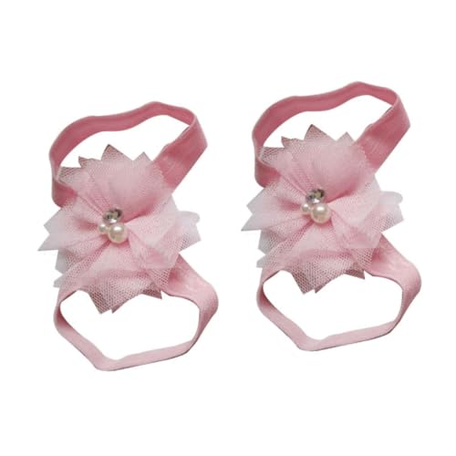 10pairs Girl's Flower Barefoot Sandals of Chiffon Foot Flowers Pink Red Blue White Purple and More for Boy Girl and Toddlers for Summer Outings4