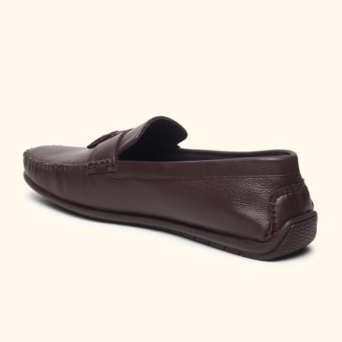 Image of YOHO Loafers for Men | Leather Slip-On Loafers | Stylish, Flexible Shoes with Footpharma Footbed | Comfortable Party, Office & Casual Footwear | Lofos 007