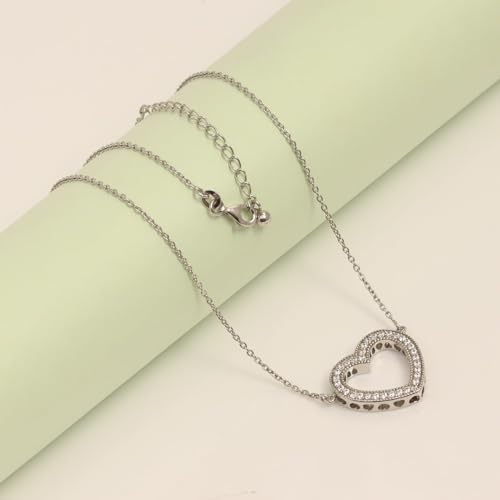 Image of LeCalla 925 Sterling Silver Heart Necklace for Women | 14K Gold & Rose-Gold Plated Love Heart Pendant Necklaces | Romantic, Inspirational Pendant Jewelry Gifts for Wife, Mom, Girlfriend