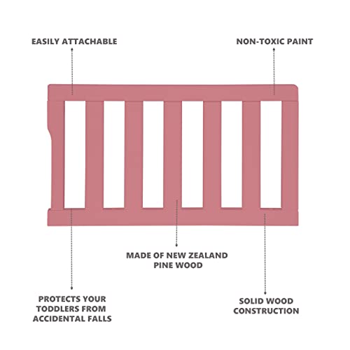 Image of Dream On Me Universal Convertible Crib Toddler Guard Rail in Rose, Compatible with Select Dream On Me Cribs, Crib to Toddler Bed Conversion, Easily Attachable