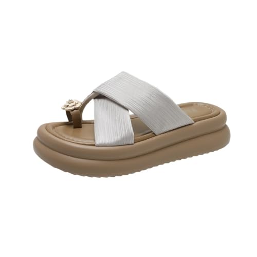 HBJWOV Thick Soled High Heel Sandals for Women S Casual Wear Versatile Rhinestone Toe Sandals