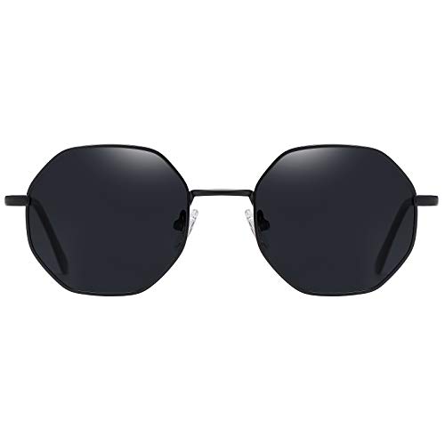 H HELMUT JUST Octagonal Sunglasses Hexagonal Women Men Sunglasses Vintage Polarized Anti-reflection Unisex Retro UV400 Protection