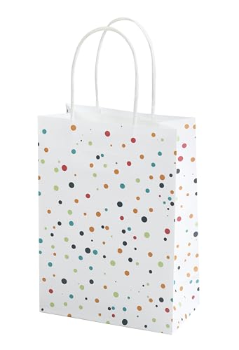 25 Papiertüten mit Henkel Buntes Konfetti Wasserfarbe Weisses Kraftpapier 21 * 15 * 8cm