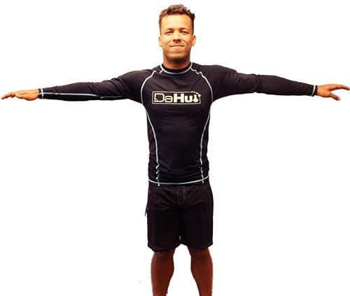 Da Hui Mens Long Sleeve Rash Guard Water Surf Shirt UPF 50+4