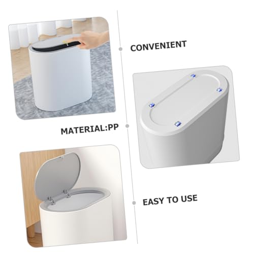 Caneca de basura rectangular con tapa plateada 8L miniatura 2