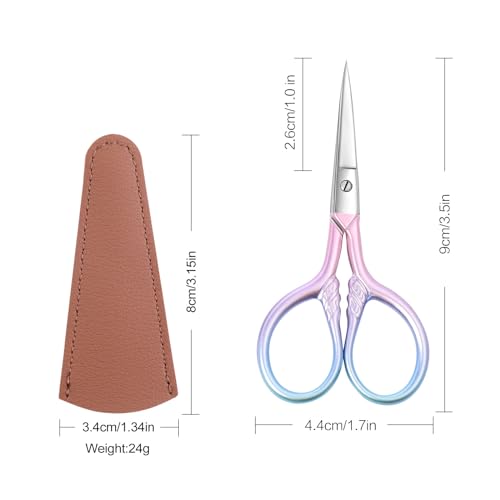 Personal Care Professional Beauty Tools (pink) Small scissors Facial hair removal and ear, nose and eyebrow, beard trimming Stainless steel fine straight head scissors