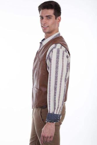 Image of Scully Saddle Tan Soft Touch Lambskin Western All Leather Vest 507