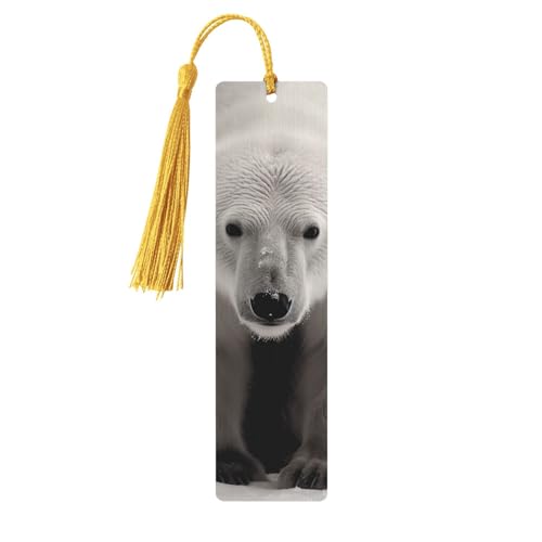 しおり 木製しおり 穴とタッセル付き 木製タグ シロクマ 木製クラフト しおり ヴィンテージ しおり オーナメント 木製ブックマーク 女性用 男性 本好きの方へのギフトに ゴールド