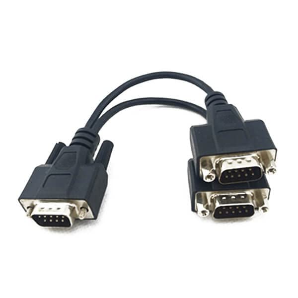 DB9 Male to Male 1 to 2 Serial Port Cable Male to Male DB9 pin Serial Port Data Cable Serial Port Device Connection Cable 0.5Meter