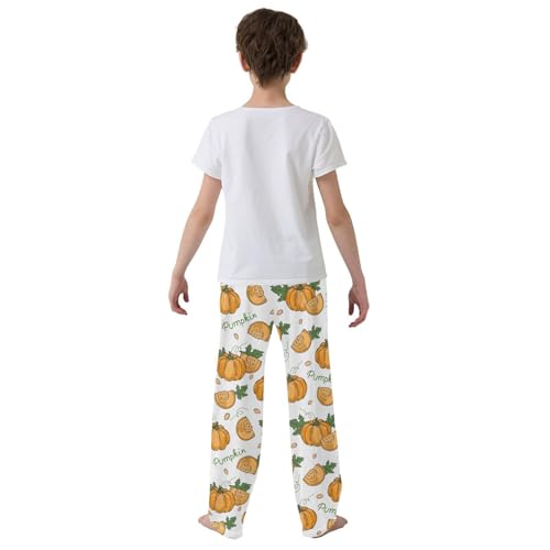 Pumpkin Slice Boys Long Pants Soft Trousers Elastic Waist Kids Lounge Bottoms with Pockets S-XL3