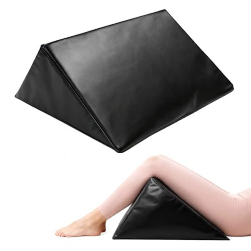 JZHLLA Massage Table Bolster Pillow for Leg Support Durable 30D Foam with Easy-Clean PU Cover Elevating Leg Wedge for Physical Therapy 20x18.5x15.3x11.4 Inch(Black)