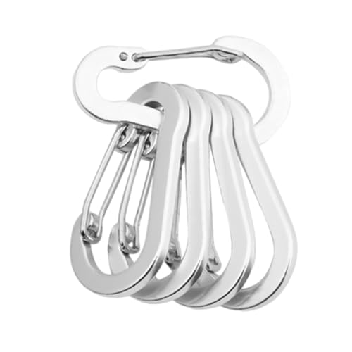 DLOULP 5Pcs/Set Wiregate Carabiner Clips Aluminum Alloy D-Shape Spring Clip Multi-Uses for Hiking Camping Fishing Backpacking