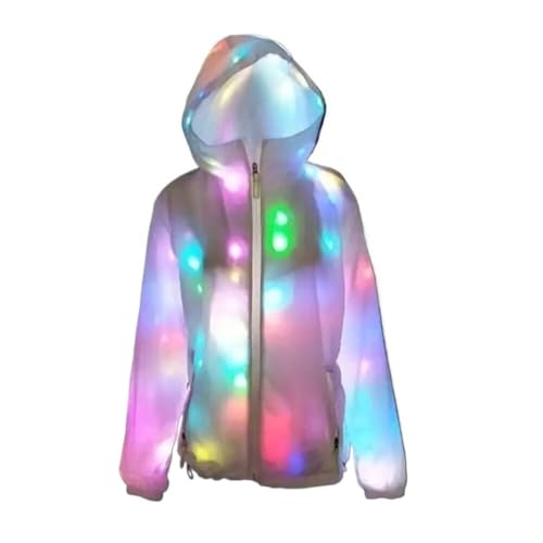 HVFGXY Abrigo luminoso con luz LED, chaqueta de DJ con capucha