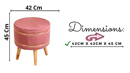 Image of Ottoman Stool for Living Room Foot Rest | Velvet Small Ottoman Foot Stool | Solid Wood Legs | Footstool Puffy for Home, Bedroom & Makeup Table | 16x16x18 Inch, Set of 2 (Gajri)