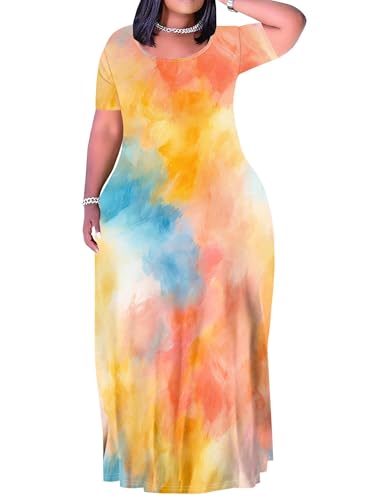 Image of Plus Size Maxi Dresses for Curvy Women T-Shirt Summer Sun Dresses Loose Fit