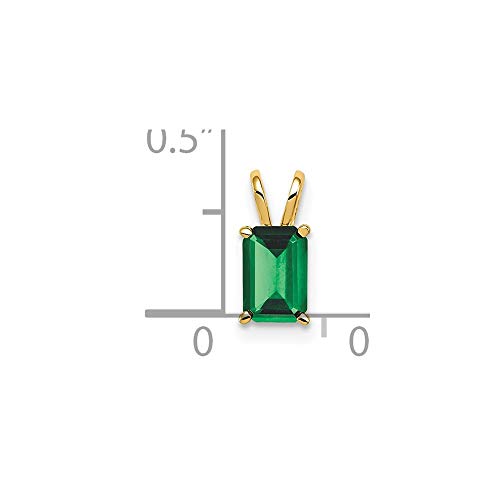 Solid 14k Yellow Gold 6x4mm Emerald Cut Emerald Pendant Charm2