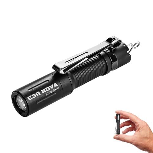 PowerTac E3R Nova 820 Lumen Mini Keychain Flashlight - USB-C Rechargeable, Swivel-Covered Charging Port, IPX8 Waterproof, Dual-Way Clip, Compact EDC Light for Camping, Hiking, Everyday Carry