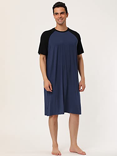 Lars Amadeus Men's Nightshirt Nightwear Raglan Sleeves Comfy Lounge Soft Pajamas Loose Sleep Shirt Nightgown3