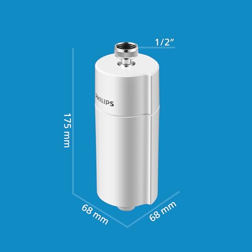 Philips AWP1775 - In-Line Shower Filter - Reduces Chlorine by up to 99 Percent I Easy to Instal I Fits all UK and Eire Shower hoses and taps I White