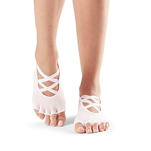 Image of toesox Elle Half Toe Grip Socks - Non-Slip Grip Sole for Yoga, Pilates, Gym - Non Skid Open Toe Socks for Women