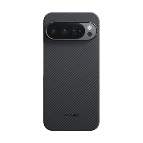 pitaka for Pixel 10 / Pixel 10 Pro 6.3”, Ultra-Slim Pixel 10 Pro Case with Caseless Touch Feeling, 600D Aramid Fiber Woven, Black/Grey(Twill)