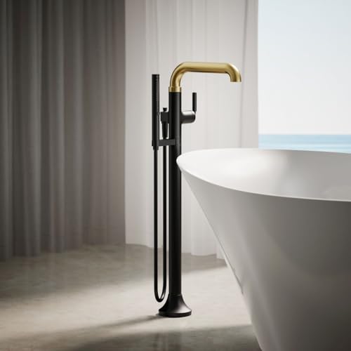 Kohler T27424-4-BMB ToneTM Floor-Mount Bath Filler Trim con ducha manual, Negro Mate con Bronce Moderne Cepillado miniatura 2