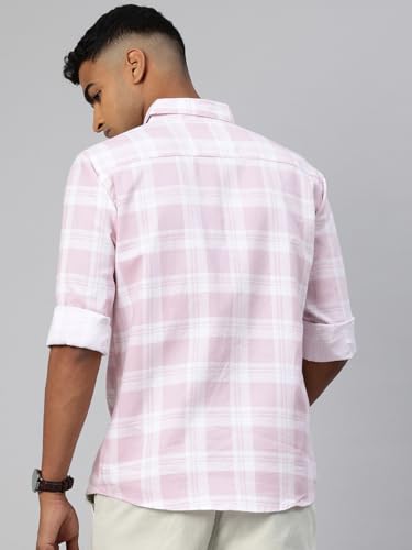 Image of Majestic Man Comfort Slim Fit Pure Cotton Checked Casual Shirt