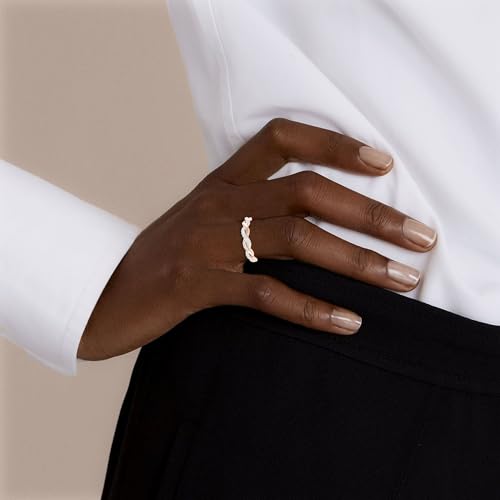 Inspereza Solid 14k Real Gold Minimalist Infinity Reef Knot Thin Stackable Diamond Ring | 1/10 Ct TW Real Diamond Engagement Anniversary Wedding Band for Women | Simple Gold Stacking Rings (Size 4-9)4