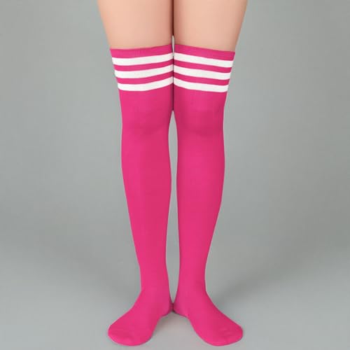 Image of Zando Womens Stripes Thigh High Socks Thigh Highs Casual Knee High Stockings