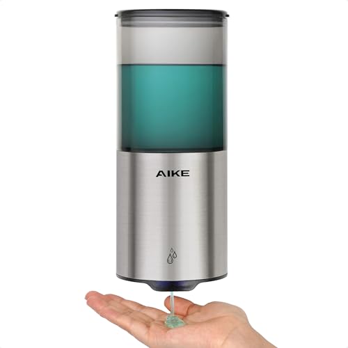 AIKE Automatic Wall Mount Liquid Soap Dispenser for Home and Commercial Bathroom 13.5oz IPX7 Waterproof,Brushed Stainless Steel