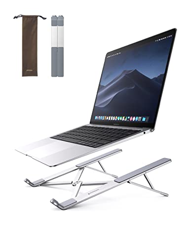 UGREEN Laptop Stand for Desk Aluminum Alloy Adjustable Laptop Holder Ergonomic Portable Foldable Lightweight Notebook Stand for Desk Compatible with MacBook Pro Macbook Air Chromebook Matebook etc