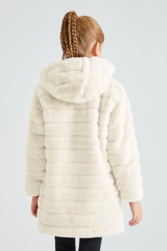 Image of Giolshon Girls Faux Fur Fleece Jacket Sherpa Fuzzy Hoodie Winter Coat with Full Zip Fluffy Outerwear 2169
