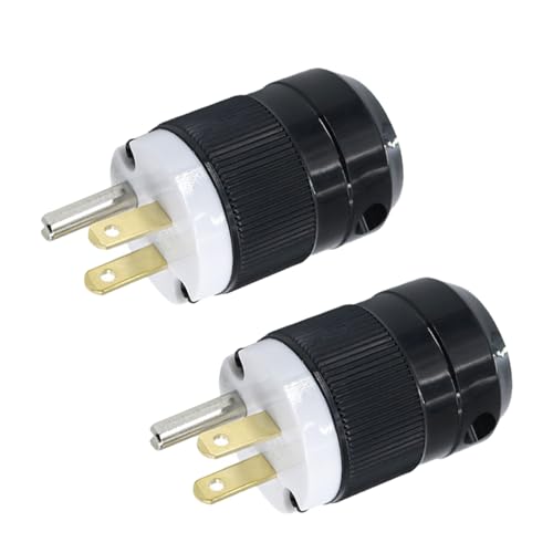Lot de 2 prises américaines 125 V 3 pôles, 125 V 15 A, fiches électriques mâles à 3 broches, prise mâle industrielle de haute qualité, certifié UL NEMA...