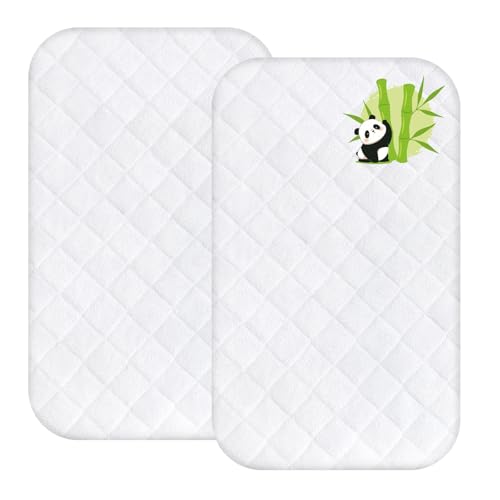 Image of Waterproof Bassinet Mattress Protector Cover, Fits for BabyBond, BCOL, Koolababy/KoolerThings, Jimglo, INFANS and Semphis Bassinet, 2 Pack, Skin Friendly and Breathable Bassinet Mattress Pad