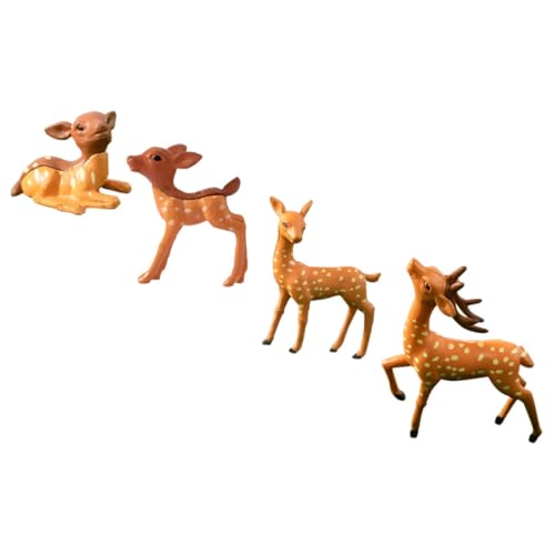 MERRYHAPY 4 Stück 4 teiliges Miniatur REH Deko aus robustem PVC realistische kleine Rehfiguren für...
