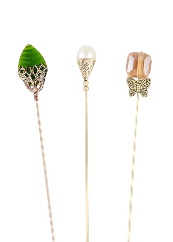 Image of Alilang 3Pcs Vintage Style Hat Lapel Brooch Pins with Flexible Bendable Design for Secure Fit on Hats, Scarves, and Suits