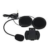 Cuffia cablata con microfono e altoparlante per citofono per casco da moto V6, jack da 3,5 mm compatibile con interfono V4, accessorio di montaggio a clip in ABS nero