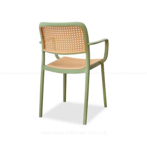 Image of Creative Green Cafe Chair with Modern Wicker Finish - Strong, Stylish and Comfortable for Cafe Seating (Pack of 2)