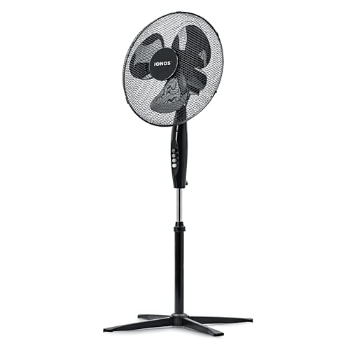 IONOS 16 Standing Pedestal Fan 3 Speed with Adjustable Angle & Height Powerful Stand Airflow for Home & Office Black (ION16BSTANDFN1PB)