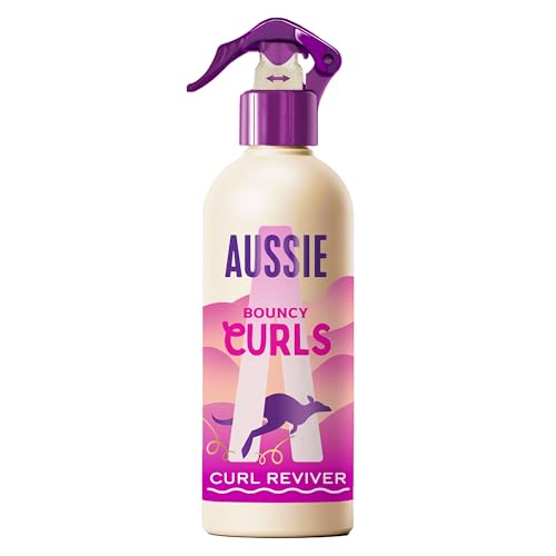 Aussie Bouncy Curls 2nd Day Curl Reviver 200ml. Revives Waves and Curls between Washes Providing 48H Frizz Protection. With Australian Macadamia Nut Oil. Silicone-Free Vegan and Cruelty-Free