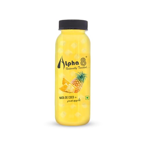 Image of ALPHA 8 FRUIT with NATA De Coco Coconut Cubes Natural Energizer & Immunity Booster, Healthy Juice, High Fiber, Real Natural Taste (Pineapple, Pack of 12)